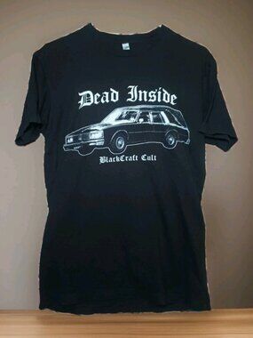 Black Craft Cult DEAD INSIDE Hearse White Black Small T-Shirt